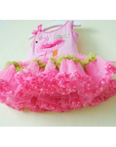 'Rare Editions' Sleeveless Pink Flamingo Tutu Dress + Tights Set